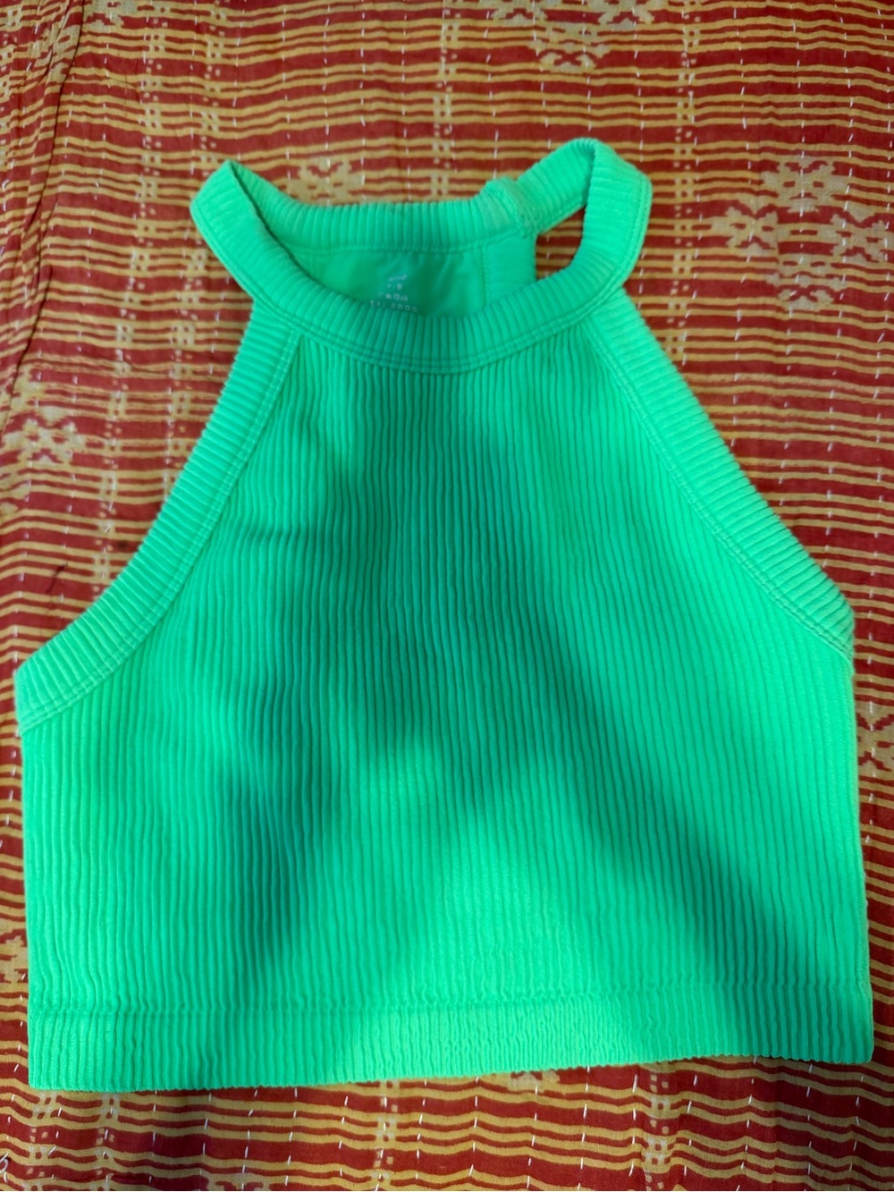 Aerie Women’s Ribbed Halter Crop Top - Neon Green